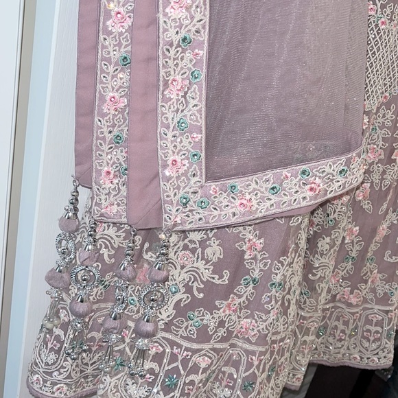 Full lavender lehenga set fully embellished and complimentary accents - Picture 4 of 5